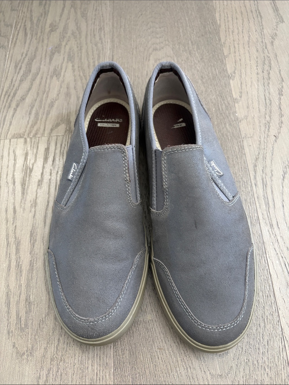 Clarks Men's Gray Slip-On Suede Loafers